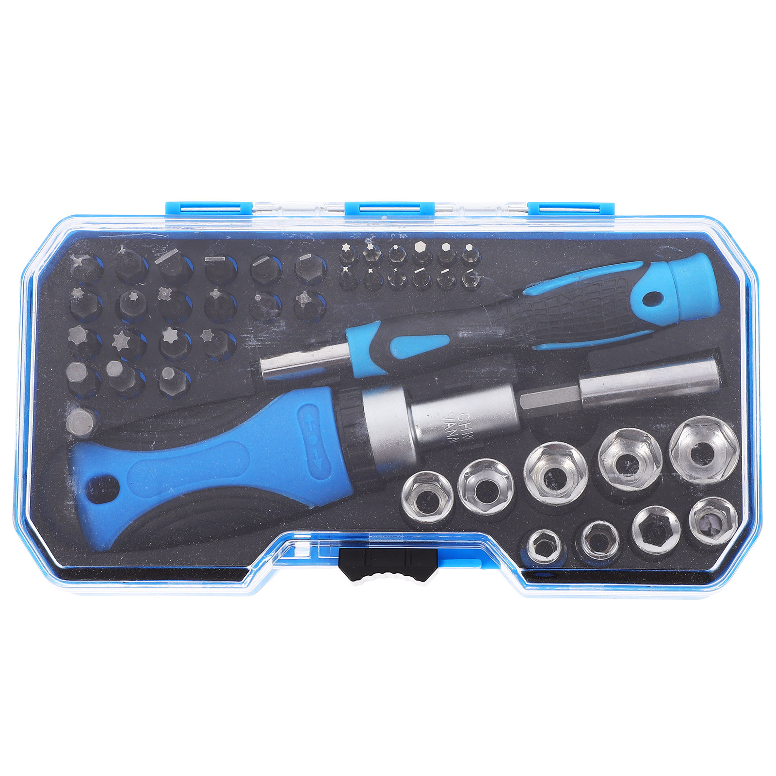 Electronics Repair Garage - ชุดไขควงและลูกบล็อกแบบมีกลไกเฟือง 44 ชิ้น เครื่องมือซ่อมแซมอเนกประสงค์ความแม่นยำสูง สำหรับใช้ในบ้าน โรงรถ